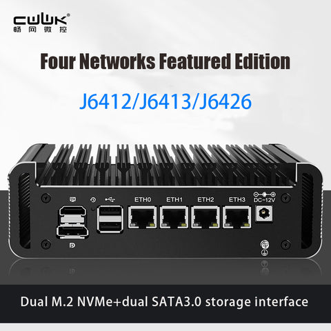 CWWK 12th Generation Intel 2.5G Soft Router PC Celeron J6413J/6412 4 Network Ports i226-V LAN Fanless Mini PC Firewall Computer