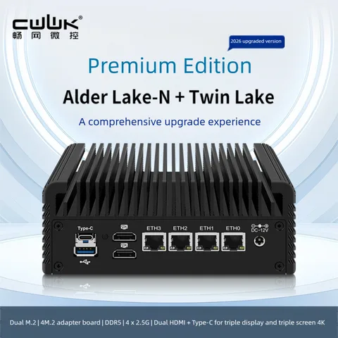 CWWK Firewall Mini PC Alder Lake-N N95 Fanless Soft Router Proxmox DDR5 4800MHz 4xi226-V 2.5G